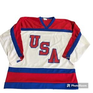 USA Hockey Jersey Vintage Miracle On Ice 80s Large Red White Blue NHL